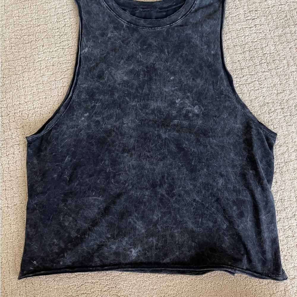 FREE PEOPLE Sleeveless Black Acid Wash Top